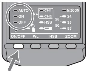 SONY HVL-F36AM - Druk drie seconden op de toets flitser ON/OFF. - 1