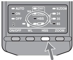 SONY HVL-F36AM - Druk op de toets voor snelle synchronisatie (HSS). - 1