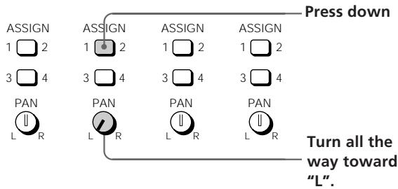 ASSIGN 1 2 3 4 PAN L R ASSIGN 1 2 3 4 PAN L R ASSIGN 1 2 3 4 PAN L R ASSIGN 1 2 3 4 PAN L R Press down Turn all the way toward "L".