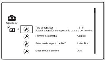SONY BDV-F700 - Pulse ↑/↓ para seleccionar el icono de la categoría de configuración que desea cambiar y, a continuación, pulse ⊕. - 1