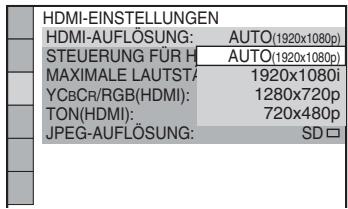 SONY DAV-TZ230 - Wählen Sie mit ↑/↓ die gewünschte Einstellung aus und drücken Sie ⊕. - 1