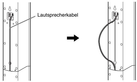 SONY DAV-TZ230 - Ziehen Sie das Lautsprecherkabel aus der Kerbe an der Rückseite des Lautsprechers. - 1