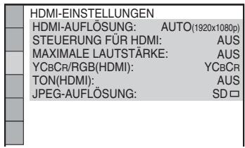 SONY DAV-TZ230 - Wählen Sie mit ↑/↓ die Option [HDMI-EINSTELLUNGEN] aus und drücken Sie ⊕. - 1