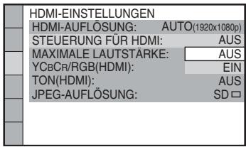 SONY DAV-TZ230 - Wählen Sie mit ↑/↓ die Einstellung der Steuerung für HDMI aus und drücken Sie ⊕. - 1