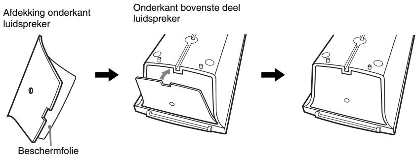 SONY DAV-TZ230 - Trek de luidsprekerkabel uit de onderkant van het onderste deel van de luidspreker. - 2