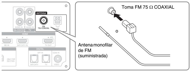 SONY HT-CT350 - Conexión de la antenna monofilar de FM - 1