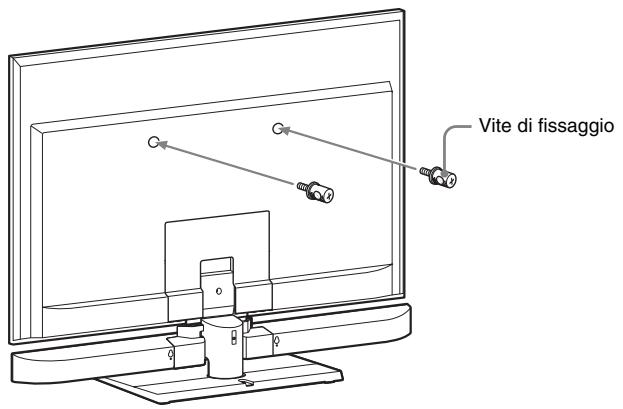 SONY HT-CT350 - Serrare le viti di fissaggio (in dotazione) alla parte posteriore del teilevisore. - 1