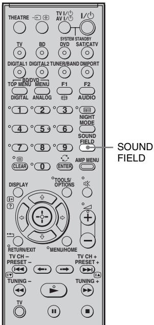 THEATRE TV BD TV1/ AV1/ I/ SYSTEM STANDBY DVD SAT/CATV DIGITAL1 DIGITAL2 TUNER/BAND DMPORT BODY TOP MENU MENU F1 F2 DIGITAL ANALOG AUDIO 1 2 3 NIGHT MODE 4 5 6 SOUND FIELD 7 8 9 CLEAR 0 ENTER AMP MENU DISPLAY TOOLS/ OPTIONS + - RETURN/EXIT MENU/HOME TV CH - PRESET - TUNING - TV CH + PRESET + TUNING + TV ■
