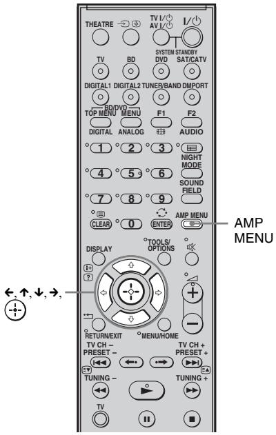 THEATRE TV BD DIGITAL1 DIGITAL2 TUNER/BAND DMPORT TOP MENU MENU DIGITAL ANALOG F1 F2 AUDIO 1 2 3 4 5 6 7 8 9 CLEAR 0 ENTER DISPLAY TOOLS/ OPTIONS RETURN/EXIT MENU/HOME TV CH - PRESET - TV CH + PRESET + TUNING - TUNING + AMP MENU ←, ↑, ↓, →