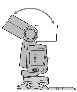 SONY HVL-F58AM - Faire tourner l'unité flash vers le haut ou latéralement tout en maintenant fermement l'appareil photo. - 1