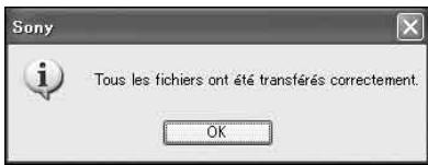 Sony Tous les fichiers ont été transférés correctement. OK