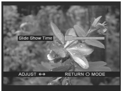 Slide Show Time ADJUST ↔ RETURN O MODE