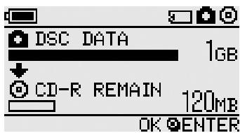 DSC DATA 1GB CD-R REMAIN 120MB OK ENTER