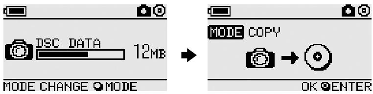 DSC DATA 12MB MODE CHANGE MODE MODE COPY OK ENTER