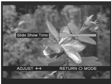Slide Show Time ADJUST ↔ RETURN ○ MODE