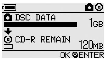 DSC DATA 1GB CD-R REMAIN 120MB OK ENTER