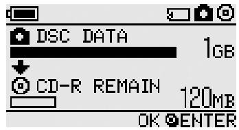 DSC DATA 1GB CD-R REMAIN 120MB OK ENTER