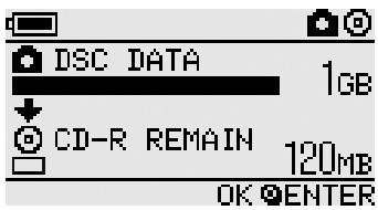 DSC DATA 1GB CD-R REMAIN 120MB OK ENTER