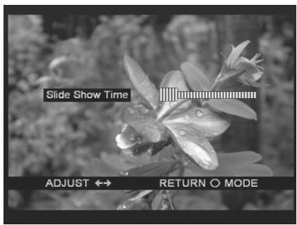 Slide Show Time ADJUST ↔ RETURN O MODE