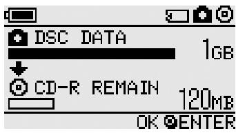 DSC DATA 1GB CD-R REMAIN 120MB OK ENTER