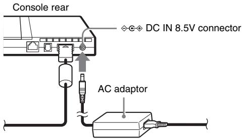 SONY SCPH-70004 - Plug the connector of the AC adaptor into the ◇C◇ DC IN 8.5V connector on the console rear. - 1