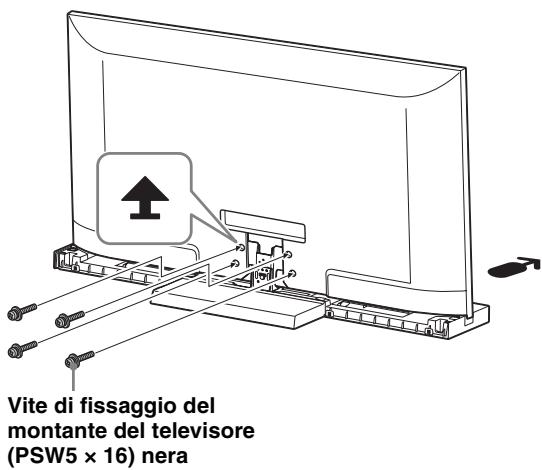 SONY SU-52HX1 - Fissare il tevisore e il supporto per tevisore con le quattro viti di fissaggio del montante del tevisore (PSW5 × 16) nere (in dotazione). - 1