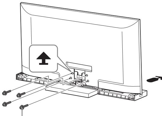 SONY SU-52HX1 - Fije el televisor y el soporte para TV conridge de los quatre tornillos de fijacion del embellecedor vertical del televisor (PSW5 × 16) negro (suministrado). - 1