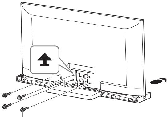 SONY SU-52HX1 - Befestigen Sie das Fernsehgerät mit den vier (mitgelieferten) Schwarzen Schrauben für das Fernsehgerät-Ansatzstück (PSW5 × 16) am Fernsehständer. - 1