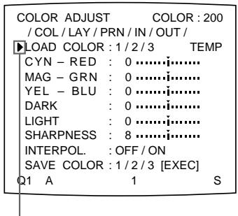 SONY UP-50 - Select LOAD COLOR by pressing the ↑ or ↓ button. - 1