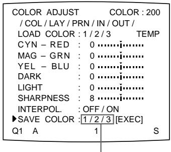 SONY UP-50 - Wählen Sie mit der Taste ↗ oder ↘ die Option SAVE COLOR aus. - 3