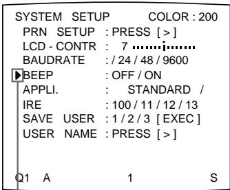 SONY UP-50 - Sélectionnez BEEP en appuyant sur la touche ♠ ou ♖. - 1