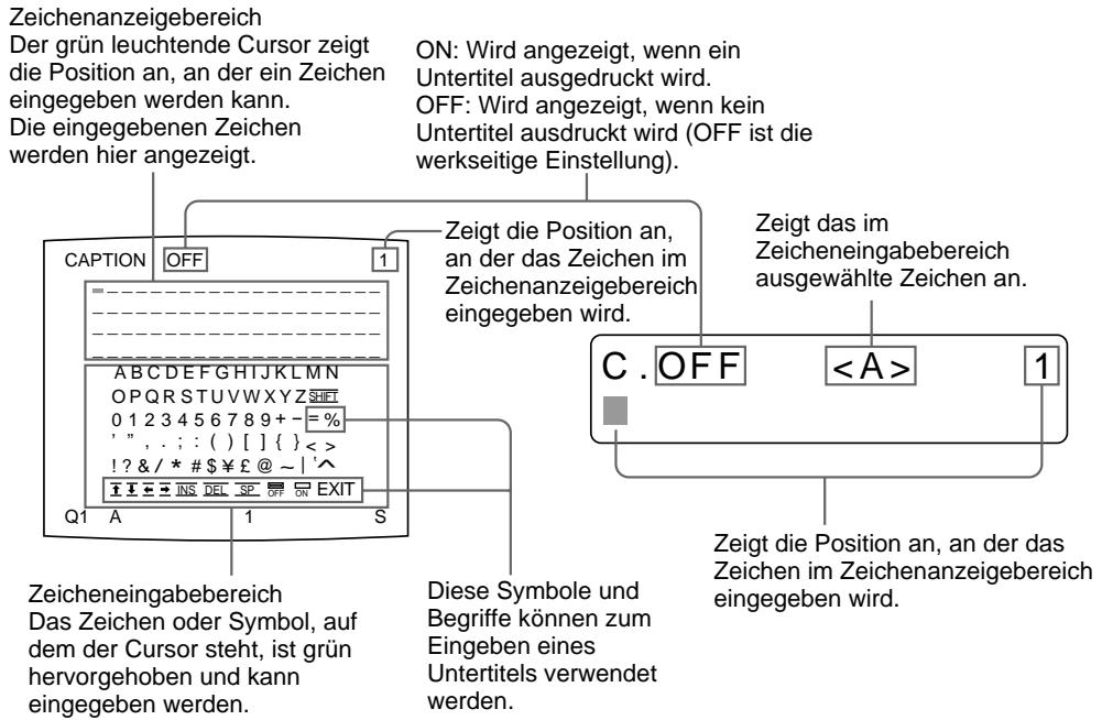 SONY UP-50 - Das Menü CAPTION - 1