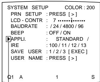 SONY UP-50 - Sélectionnez APPLI. en appuyant sur la touche ↗ ou ↓. - 1