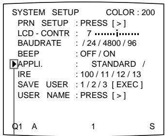 SONY UP-50 - Wählen Sie mit der Taste ⇧ oder ⇧ die Option APPLI. aus. - 1