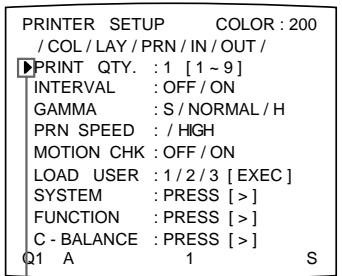SONY UP-50 - Select PRINT QTY by pressing the ↑ or ↓ button. - 1