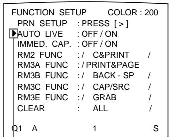 SONY UP-50 - Press the button. The FUNCTION SETUP menu appears. - 2