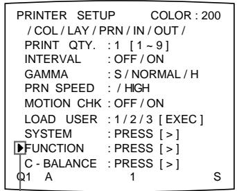 SONY UP-50 - Sélectionnez FUNCTION en appuyant sur la touche ↗ ou ↓. - 1