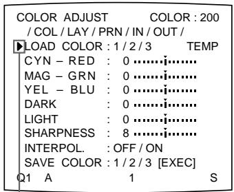 SONY UP-50 - Sélectionnez LOAD COLOR en appuyant sur la touche ♠ ou ♀. - 1