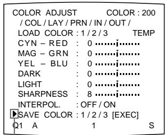 SONY UP-50 - Wählen Sie mit der Taste ↗ oder ↘ die Option SAVE COLOR aus. - 1