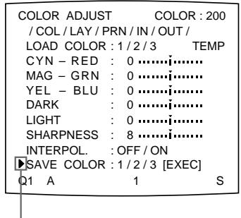 SONY UP-50 - Select SAVE COLOR by pressing the ↗ or ↓ button. - 1