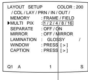 SONY UP-51MDP - Pour sélectionner dans le menu le type d'images réduites à enregistrer dans la mémoire - 6