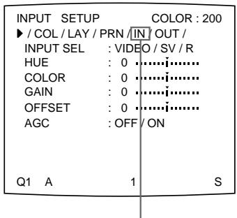 SONY UP-51MDP - Appuyez sur la touche INPUT SETUP dans le panneau secondaire. Le menu INPUT SETUP apparait. - 1