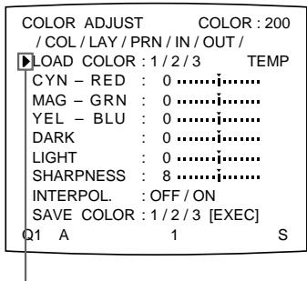 SONY UP-51MDP - Sélectionnez LOAD COLOR en appuyant sur la touche  ou  . - 1