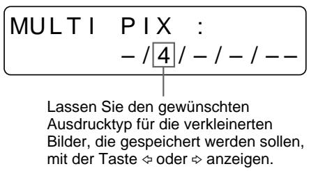 SONY UP-51MDU - So wahlen Sie den Ausdrucktyp für die zu speichernden verkleinerten Bilder über das Menu aus - 7