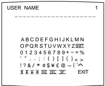 SONY UP-51MDU - Appuyez sur la touche  Le menu USER NAME apparait. - 1