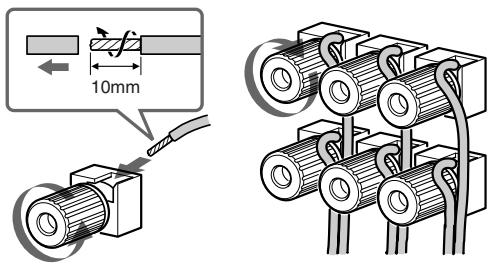SONY AVD-S50ES - Remarque concernant le raccordement des cordons des enceintes au récepteur - 1