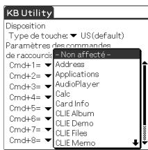 SONY CLIE PEGA-KB100 - Affectation de raccourcis des applications CLIÉ aux touches numériques - 1