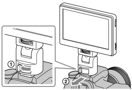 Diagram showing two steps of a device mounting or installation, labeled with numbered instructions for each step.