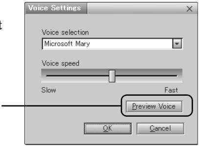 Voice Settings Voice selection Microsoft Mary Voice speed Slow Fast Preview Voice OK Cancel