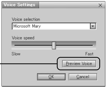 SONY ERS-210 - Sélectionnez le type de voix dans la liste déroulante Voice selection (Sélection de voix), puis réglez-le à l'aide du curseur si nécessaire. - 1